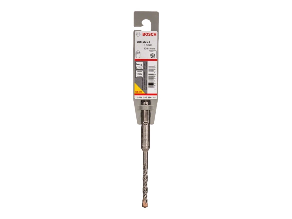 Bosch Hammerbohrer Sds-Plus-5, Bohrer, Rotationshammer, Hammer Drill Bit, 6 Mm, 115 Mm, Mauerziegel, Beton, Kalkstein, Stein, 5 Cm