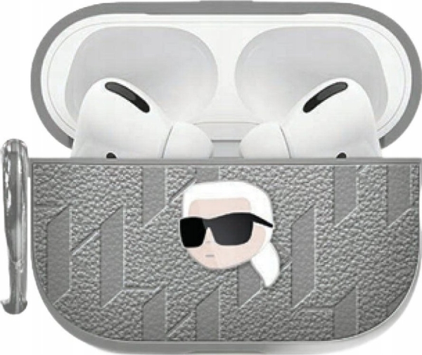 Etui Karl Lagerfeld Monogram Karl Head Do Apple Airpods 4 Srebrny