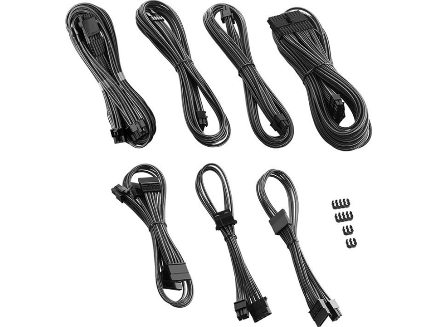 "Cablemod C-Series Pro Modmesh Sleeved 12V-2X6 12Vhpwr Dual Stealthsense" Kabelių Rinkinys, Skirtas "Corsair Rmi", "Rmx" ("Juodas Label") - Anglies P