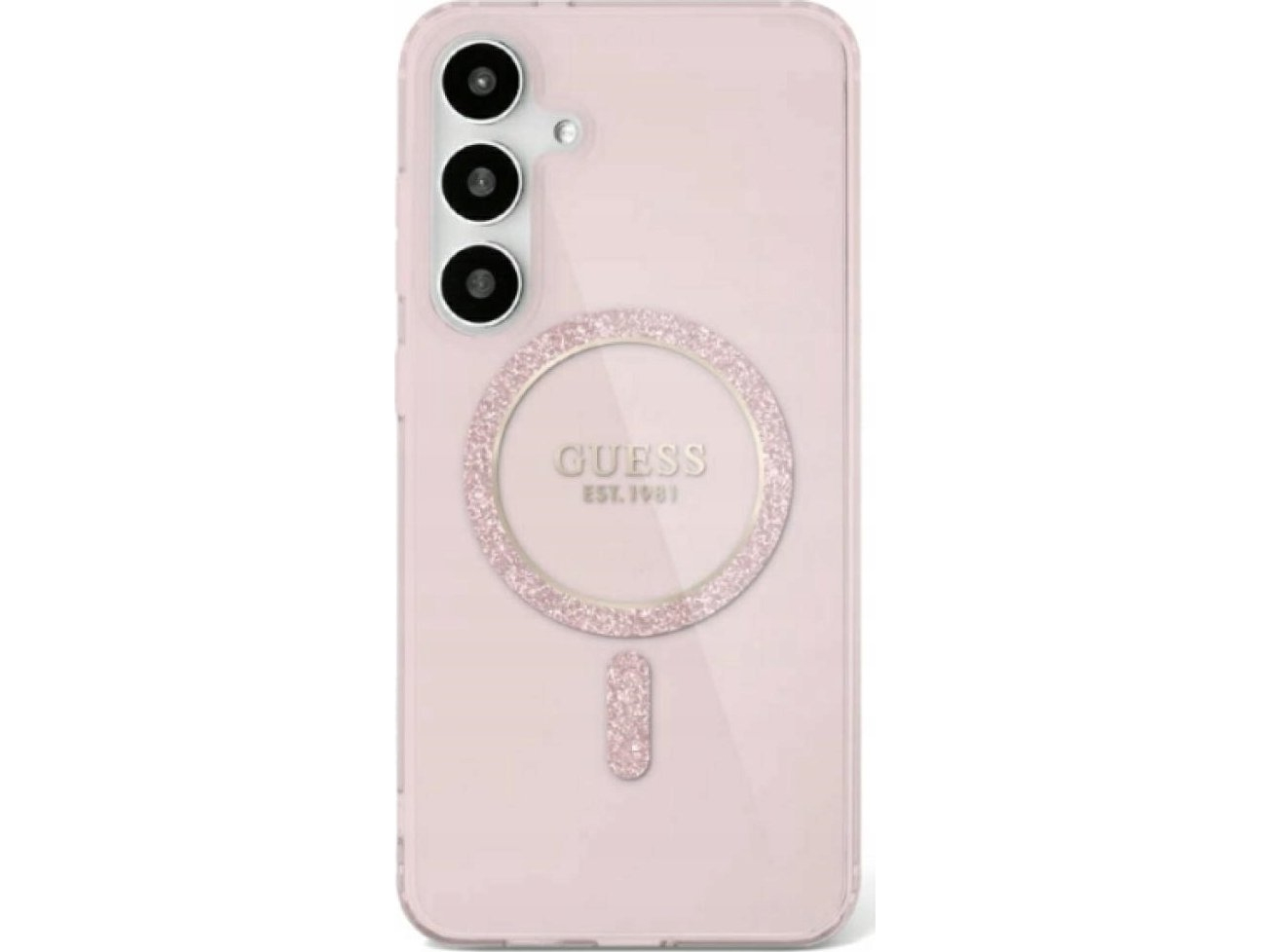 Guess Glitter Circle Classic Logo Magsafe Samsung Galaxy S25 Mobilskal Rosa