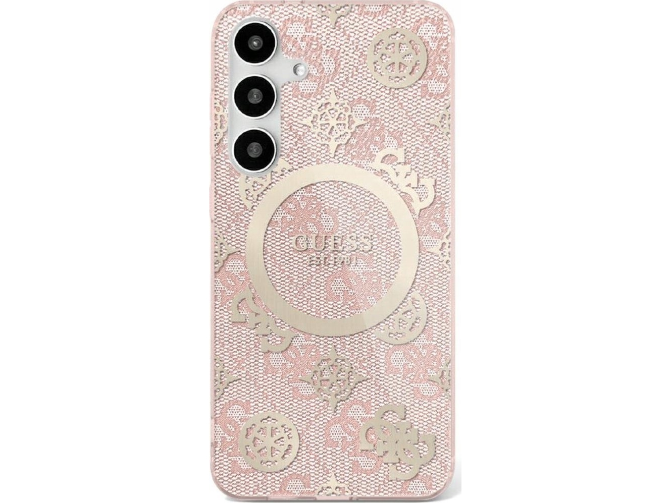 Guess 4g Background Gold Electroplated Peony Pattern Magsafe Case For Samsung Galaxy S25 Pink