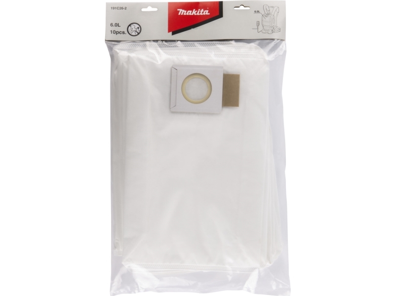 Dammsugningspåsar, Makita, DVC660Z, vita, mikrofiber, 6 liter - (10 st.) | Elverktyg - DIY - Elverktyg 230V - Dammsugare | GameStuff