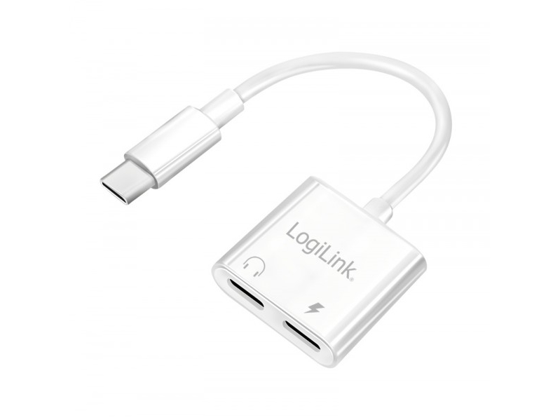 Logilink Usb-C Audio Adapter, Usb-C/M To 2X Usb-C/F, 60W Pd, White
