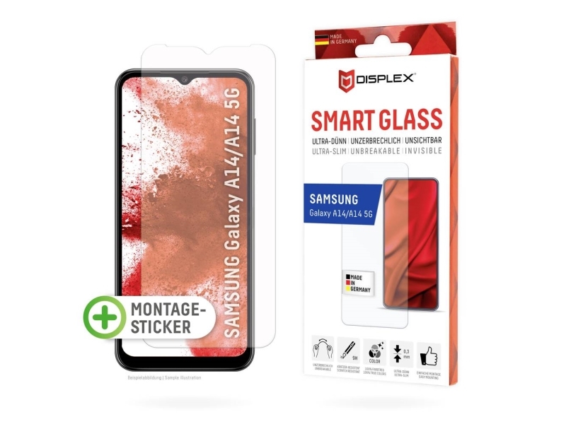 Displex Smart Glass (9H) Til Samsung Galaxy A34 5G - Monteringsklistermærke - Ubrydelig - Ultratynd - Usynlig - Samsung - Galaxy A34 5G - Tør Påførin