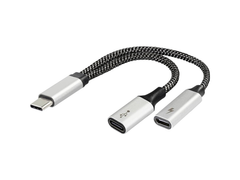 Maxtrack Usb-C Adapter [1X Usb-C Stik - 2X Usb-C Indgang, Usb-C Bøsning] 14.5 Cm
