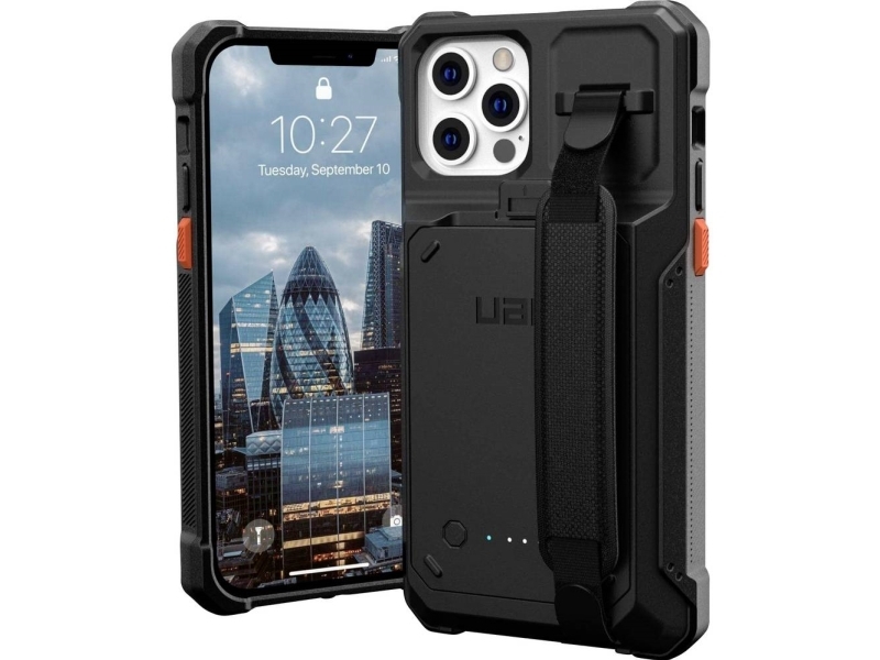 Urban Armour Gear Gear Workflow Handy-Ladetasche Apple Iphone 15 Schwarz Induktives Laden, Integrierter Akku, Mit Handschlaufe 114028Bw4040