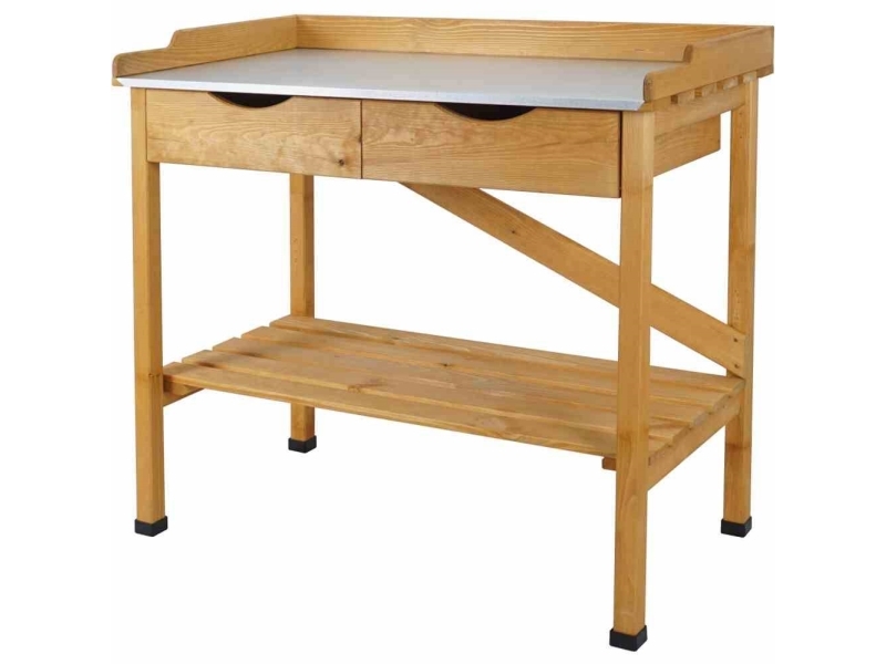 Siena Garden Paola 7528 Havebord Fyrretræ, Stålplade Natur, Sølv, Sort