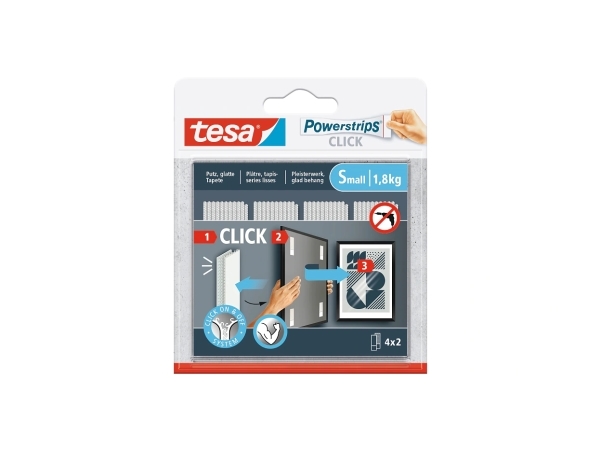 Tesa Powerstrips Click S, Monteringspude, Hvid, Indendørs, 1,8 Kg, 20 Mm, 60 Mm
