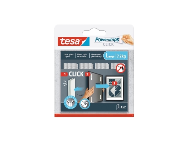 TESA Powerstrips CLICK L, Monteringspude, Hvid, Indendørs, 7,2 kg, 20 mm, 85 mm