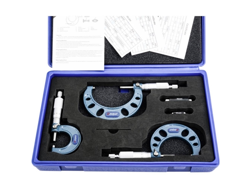 Dasqua 4111-8206 Taivutusmikrometrisarja Säätömitoilla 0 - 75 mm DIN 863