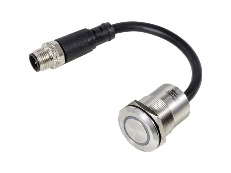 Tru Components Tc-12835308 Tc-Ps223p10yssg12t M12 Male Connector Piezotaste 24 V 0,2 A 1 X Aus/(Ein) Taste Grün (Ø) 28,5 Mm 1 St