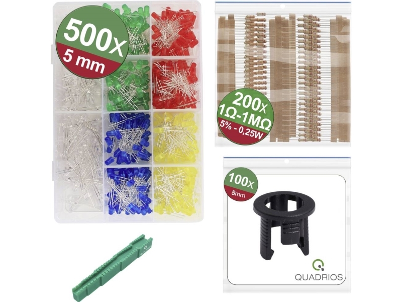 Quadrios 24O196 Led-Sortiment Rød, Grøn, Gul, Blå , Hvid 20 Ma 3 V