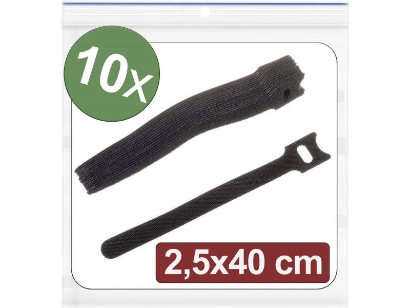 Quadrios 24CA319 Burrebåndkabelbinder til samling Burrebånd statisk loop del (L x B) 400 mm x 25 mm Sort 10 stk