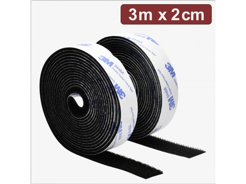 Quadrios 24CA320 Burrebånd til fastlimning Burrebånd statisk loop del (L x B) 3 m x 2 cm Sort 3 m