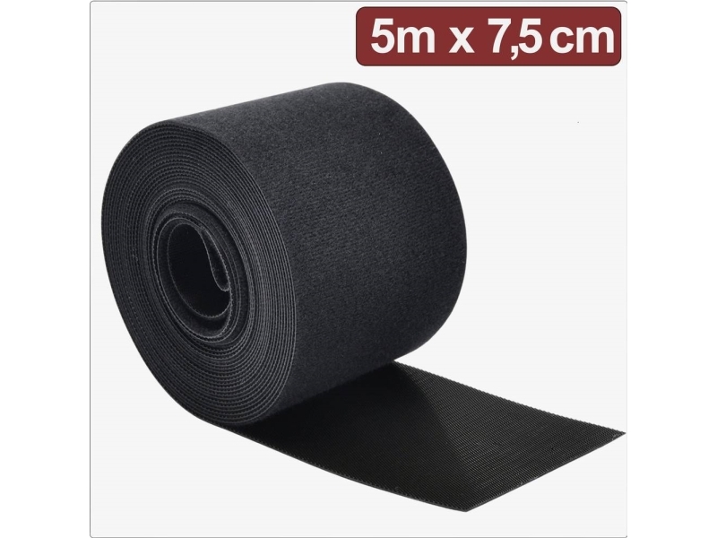 Quadrios 24CA311 Koukku- ja silmukkateippi niputtamiseen Liima- ja silmukkaosa L x K 5 m 7,5 cm Musta 5 (24CA311)