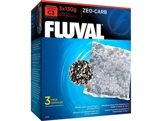 Fluval Carbon Zeo-Carb Cartridge For C3 Filter, 3X130g
