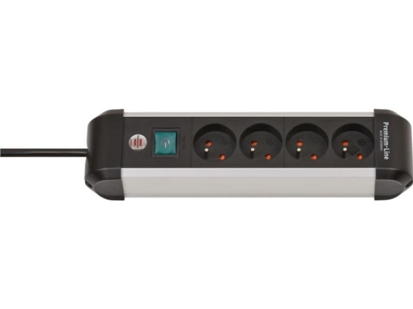 Brennenstuhl Premium Alu Stromverteilerleiste 4 Steckdosen 1,8 M Schwarz/Silber (002182040000)