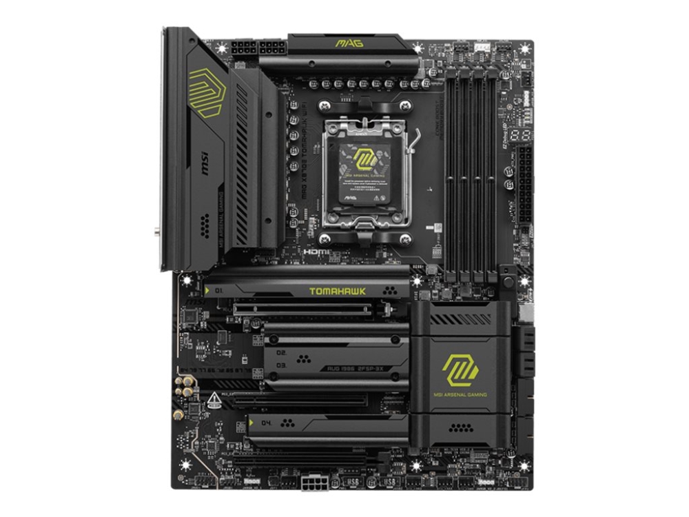 MSI MAG X870E TOMAHAWK WIFI - Moderkort - ATX - Socket AM5 - AMD X870E Chipuppsättning - USB-C 3.2 Gen 2x2, USB-C 3.2 Gen2, USB 3.2 Gen 2, USB 3.2 Gen 1, USB4 - 5 Gigabit Ethernet, Wi-Fi 7 - inbyggda grafiken (CPU krävs) - HD-ljud (8 kanaler) | Datorkomponenter - Moderkort - Alla Moderkort | GameStuff