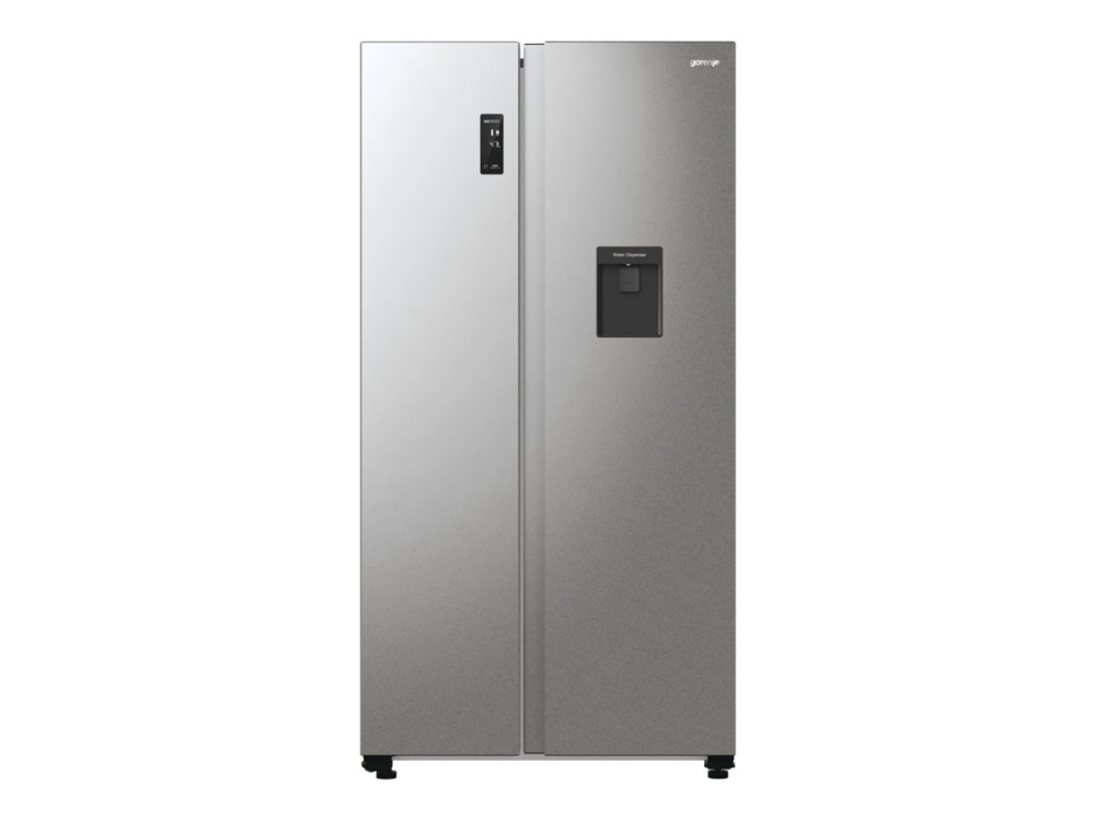 Gorenje G600 NRR9185EAXLWD - Kylskåp/frys - sida vid sida med vattenbehållare - bredd: 91.5 cm - djup: 67 cm - höjd: 178.6 cm - 547 liter - Klass E - strukturerad grå metallisk | Vitvaror - Kyl & Frys - Side-by-Side | GameStuff