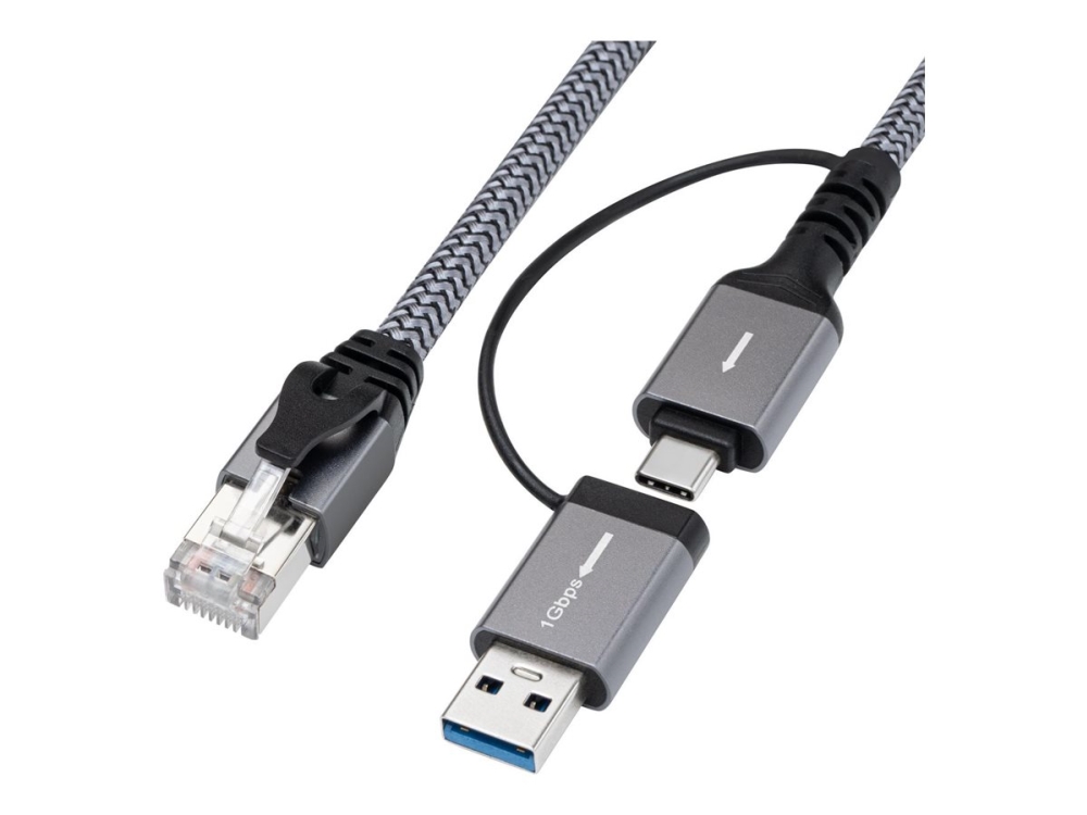 Microconnect - Netværkskabel - Rj-45 (Han) Til Usb Typ A, 24 Pin Usb-C - 10 M - Ftp - Cat 6 - Usb 3.0 - Sort