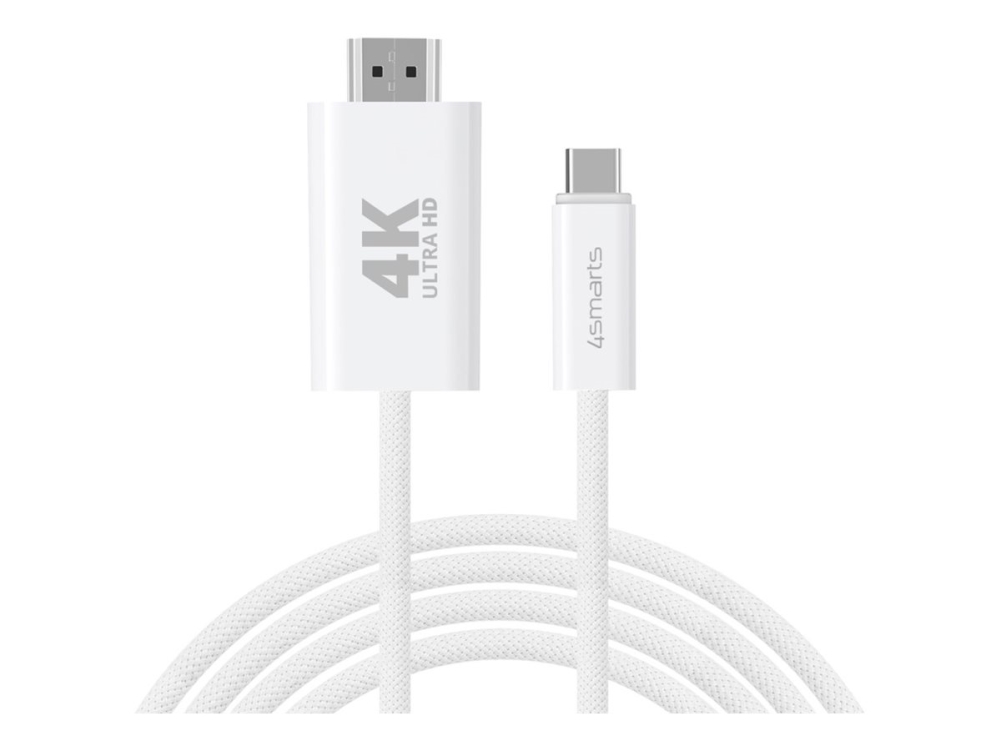 4smarts - Adapterkabel - 24 pin USB-C han til HDMI han - 2 m - hvid - 4K60 Hz support