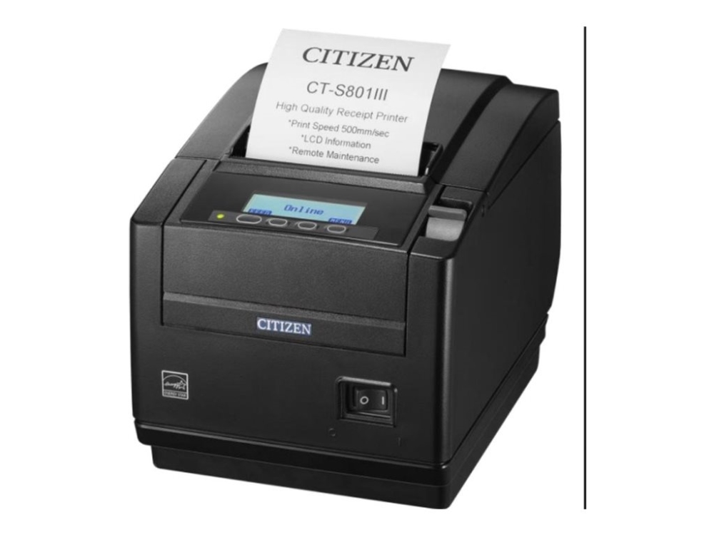 Citizen CT-S801III - Kvittoskrivare - direkt termisk - Rulle (8,25 cm) - 203 dpi - upp till 500 mm/sek - USB 2.0 - kniv - svart | Skrivare - Andra kontorsmaskiner - Matrix & Etikettskrivare | GameStuff