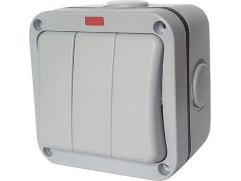 3-kanals vippströmbrytare, IP66, EU | Lauritz Knudsen - LK FUGA - Strömbrytare & Kontaktdon | GameStuff