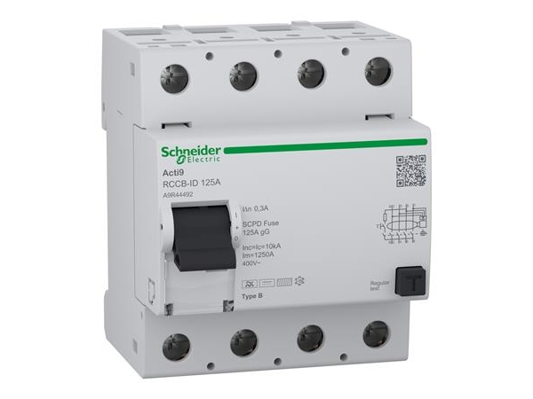 SCHNEIDER ELECTRIC Acti9 RCCB fejlstrømsafbryder PFI 4P 125A 300mA klasse B, AC/DC, B:72mm