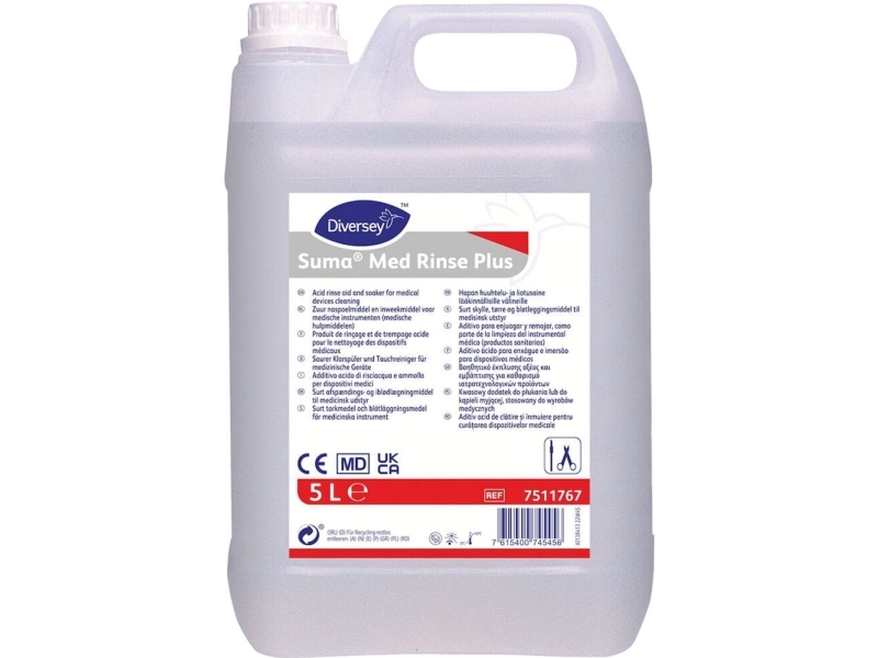 Suma Med Rinse Plus - Blødgøringsmiddel - Væske - Dunk - 5 L - Professionel - Maskinklar - Koncentreret - Klar (Pakke Med 2)