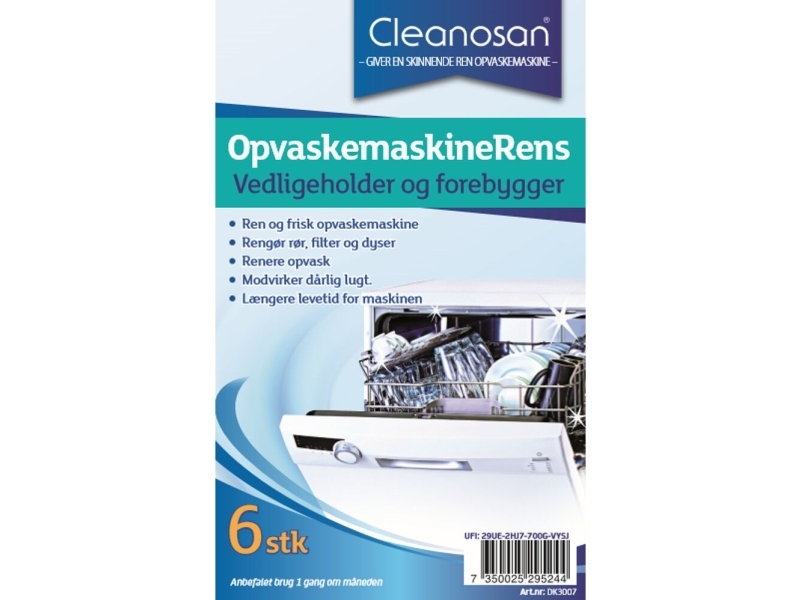 Opvaskemaskineafkalker Cleanosan med farve og parfume 6stk - Opvask - DISCOUNT - Health Hazard