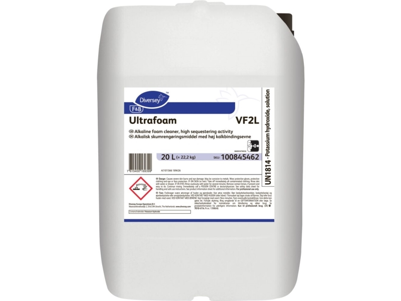 Skumrengøring, Diversey F&B Ultrafoam Vf2l, 20 L, Alkalisk/Affedtende, Uden Klor