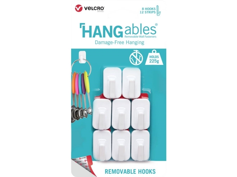 VELCRO HANGables mikroliimakoukut 225g 8 kpl irrotettava valkoinen