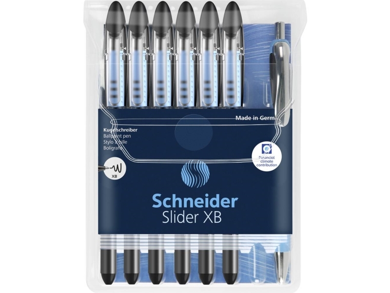Schneider Kugelschreiber Slider Basic Schwarz, 6 St. + Gratis Slider Kugelschreiber Rave Xb, Schwarz