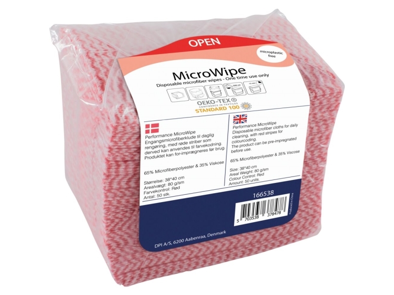 Rengøringsklud, Microwipe, 38X40cm, Rød, Mikrofiber - (10 Stk.)