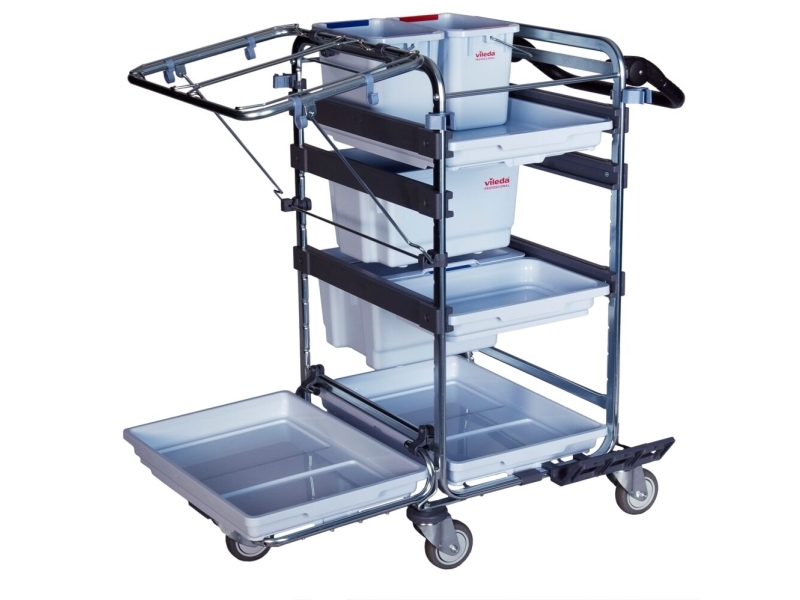 Rengøringsvogn, Vileda Origo 500 Hx, 84X66x105cm, Grå, Pulverlakeret Stål, Til Fugtsystem, Med Ti...