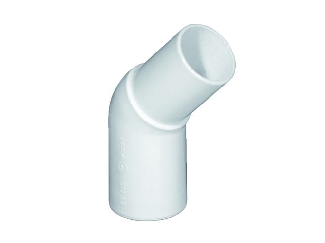 Purus kulma 45 asteen kulmassa, jossa pistorasia/kärki Ø32 mm, valkoinen PP