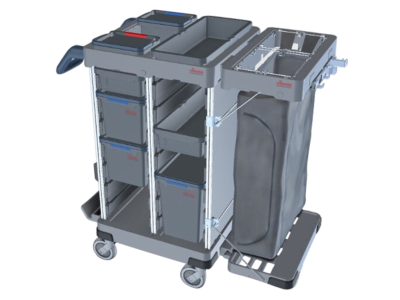 Reinigungswagen, Vileda Origo 2 Ready-To-Go, Cx, 66X60x141,5Cm, Grau, Aluminium/Pa/Pp/Stahl, Für W...