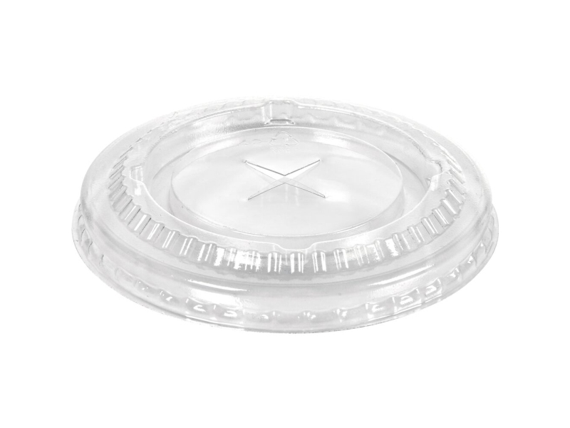 Låg, Duni Ecoecho, Ø9,3cm, transparent, RPET, flat, med kryds - (12 stk.)