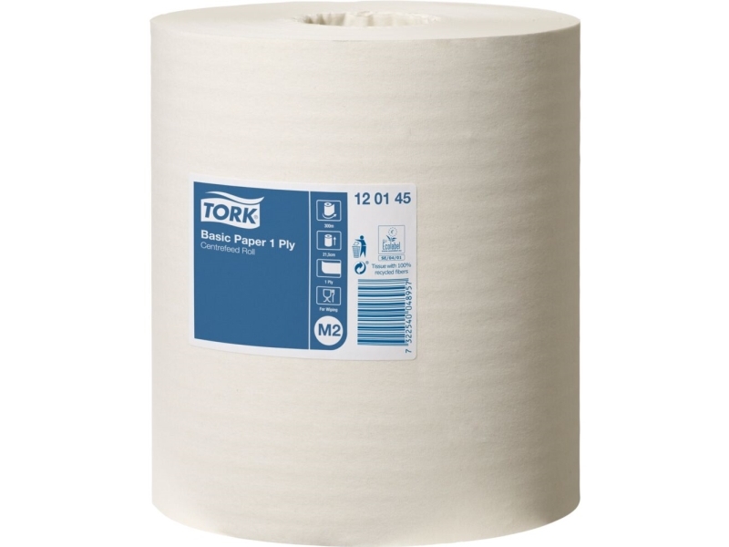 Pyyherulla, Tork M2 Basic, 1-kertainen, Midi, 300m x 21,5cm, Ø19cm, valkoinen, sekakuituinen - (6 kpl)