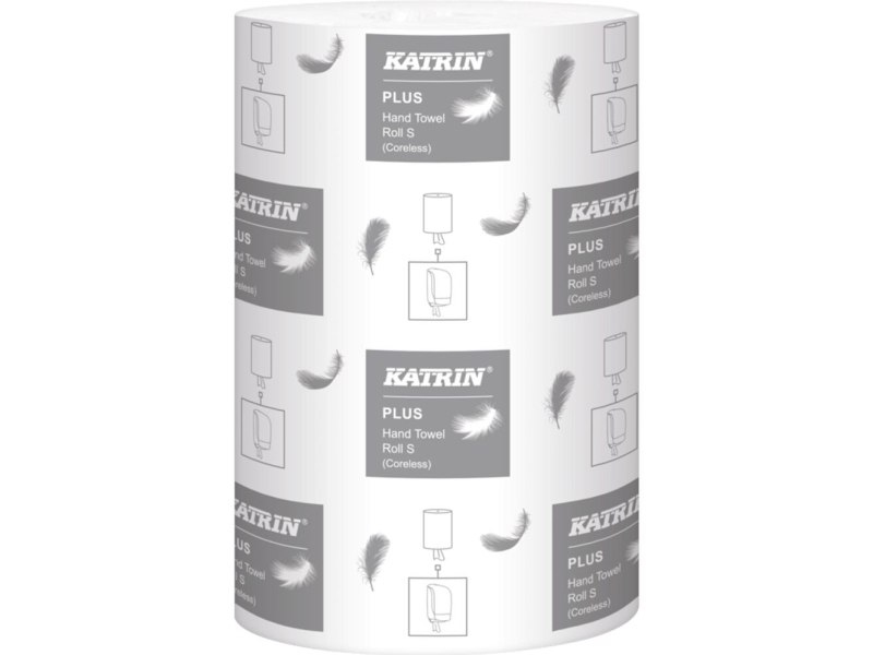 Handduksrulle, Katrin Plus, 1-lagers, Mini, 110m x 20,5cm, Ø13cm, vit, nyfiber - (12 st.) | Rengöring - Avtorkning - Handduk & dispensrar | GameStuff