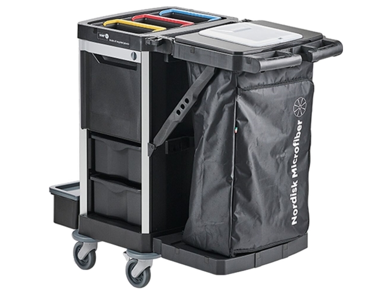 Reinigungswagen, Nordic Recycle Trolley 2.0, Klein, 820X620x1070mm, Schwarz, Recyceltes Hdpe/Aluminium...