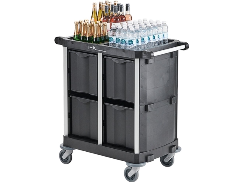Hotelwagen, Nordic Recycle Trolley 2.0, 1010X560x1070mm, Schwarz, Recyceltes Hdpe/Aluminium, Für Service