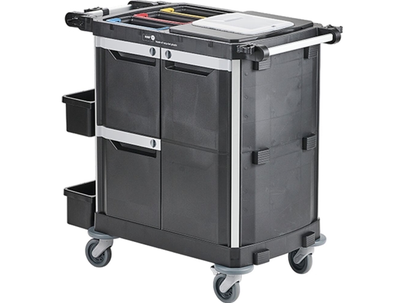 Reinigungswagen, Nordic Recycle Trolley 2.0, Mittel, 1010X620x1070mm, Schwarz, Recyceltes Hdpe/Aluminium...