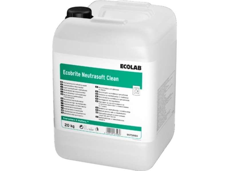 Ecolab Ecobrite Neutrasoft Clean - Blødgøringsmiddel - Væske - Dunk - 20 Kg - Professionel - Maskinklar - Koncentreret