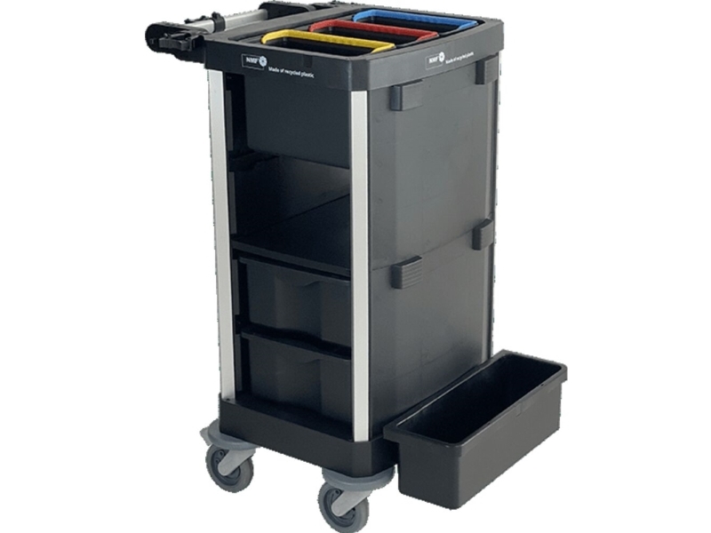 Reinigungswagen, Nordic Recycle Trolley 2.0, Klein Ohne Türen, 640X620x1070mm, Schwarz, Recyceltes H...
