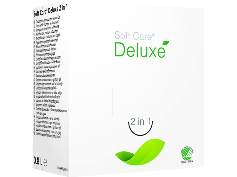 Hår Og Bodyshampoo, Soft Care Deluxe 2In1, 800 Ml, Hvid - (6 Stk.)