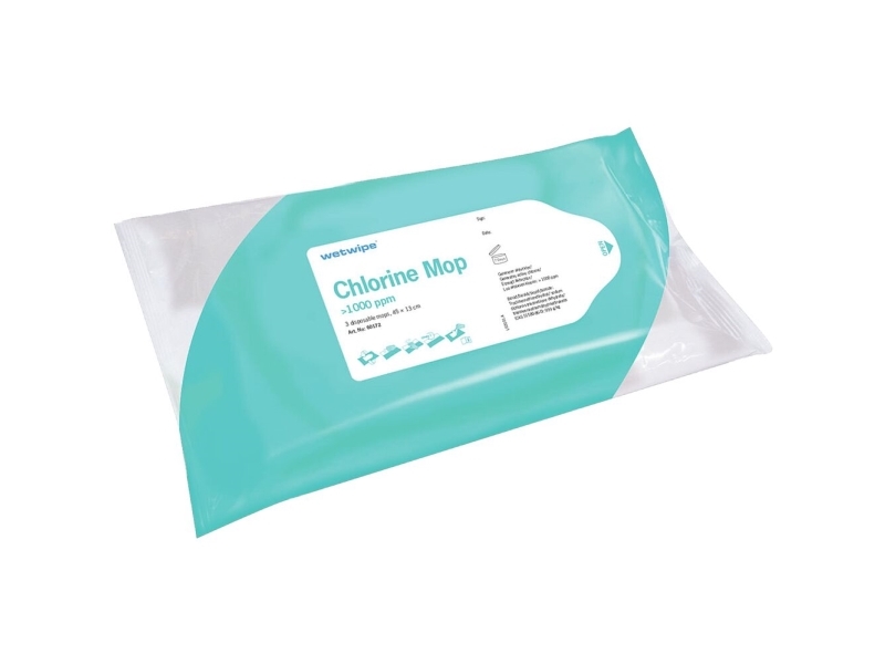 Einwegmopp, Wet Wipe, 45X13cm, Weiß, Mit 1000-1200 Ppm Aktivchlor