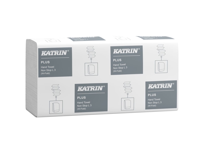 Handduksark, Katrin Plus, 3-lagers, W-fold, 34x20,3cm, 8,5 cm, vit - (21 st.) | Rengöring - Avtorkning - Handduk & dispensrar | GameStuff