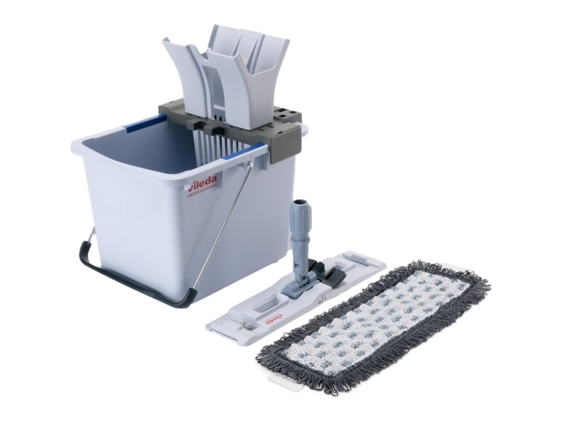 Startset, Vileda UltraSpeed Pro, 15 l, grå, polyester/pulverlackerat stål/PP/stål, 40 cm, med handpress | Huset - Tvätt & Rengöring - Diskbaljor & Hinkar | GameStuff