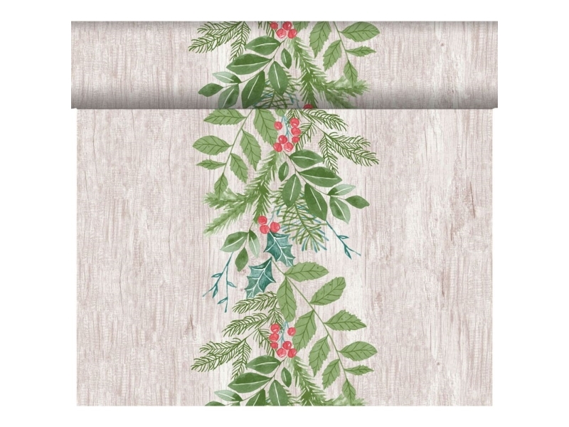 Kuvertlöpare, Dunicel, Winter Greenery, 2400x40cm - (4 st.) | Catering - Dukar & Servetter - Bordslöpare | GameStuff
